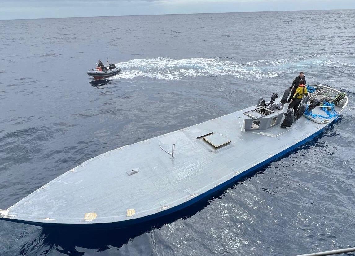 Imagen del narcosubmarino interceptado en marzo.