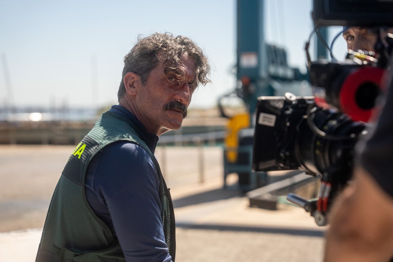 Luis Zahera, durante el rodaje en una de las escenas en la provincia.