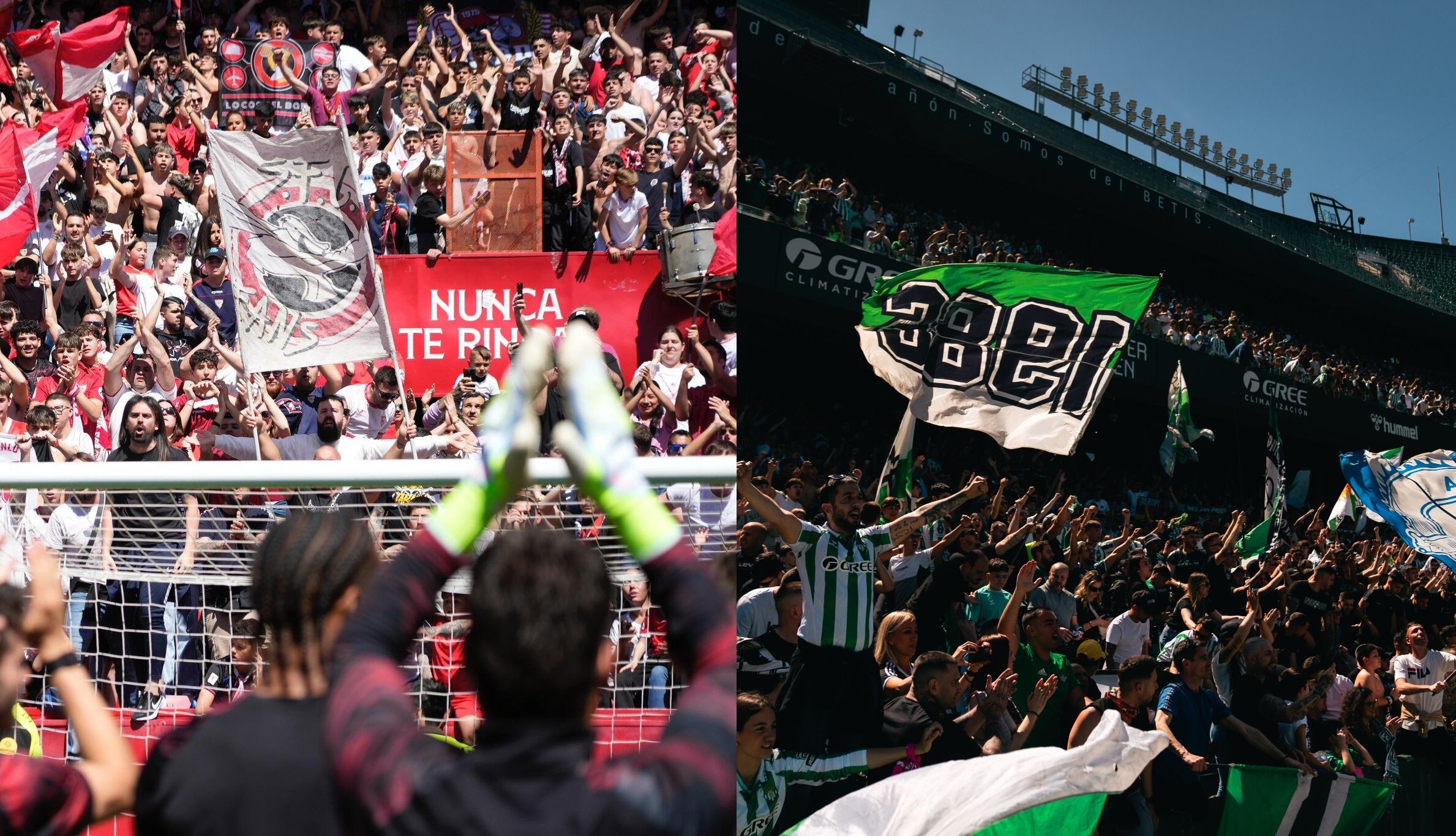 Aficiones del Betis y del Sevilla FC.