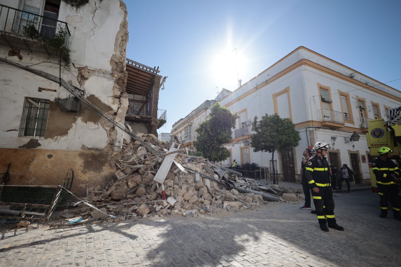 Los restos del inmueble tras el derrumbe en San Miguel.