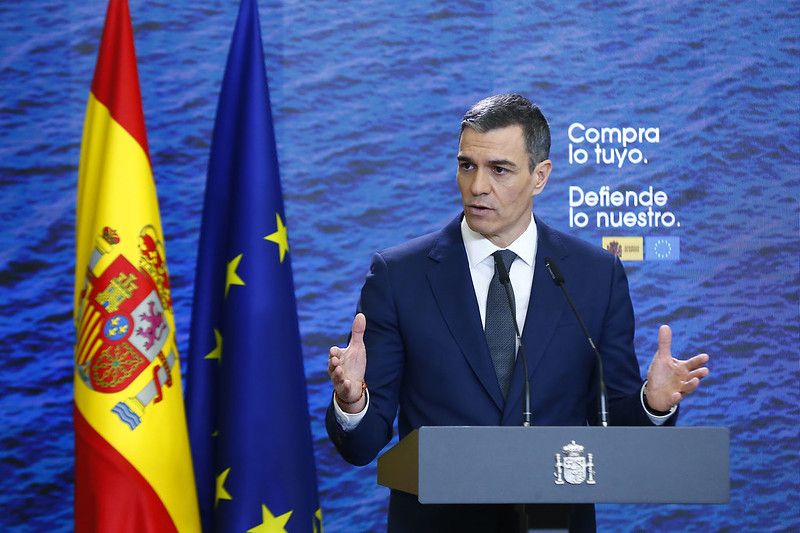 Declaración de Pedro Sánchez ante los medios para anunciar las medidas contra la amenaza de Trump.