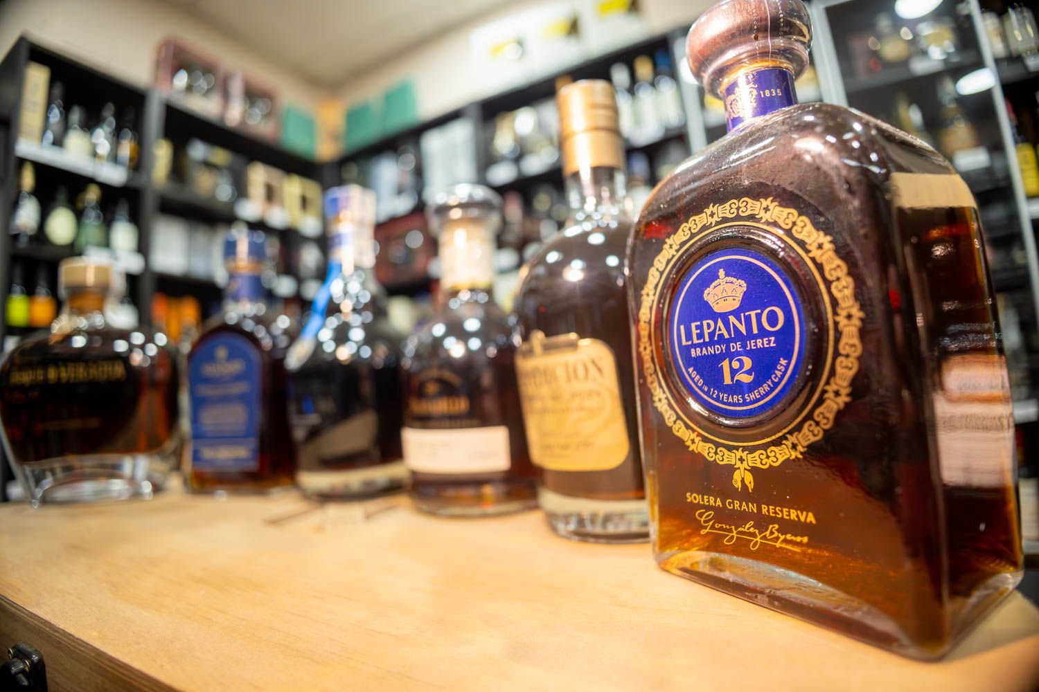 Botellas de brandy de Jerez.