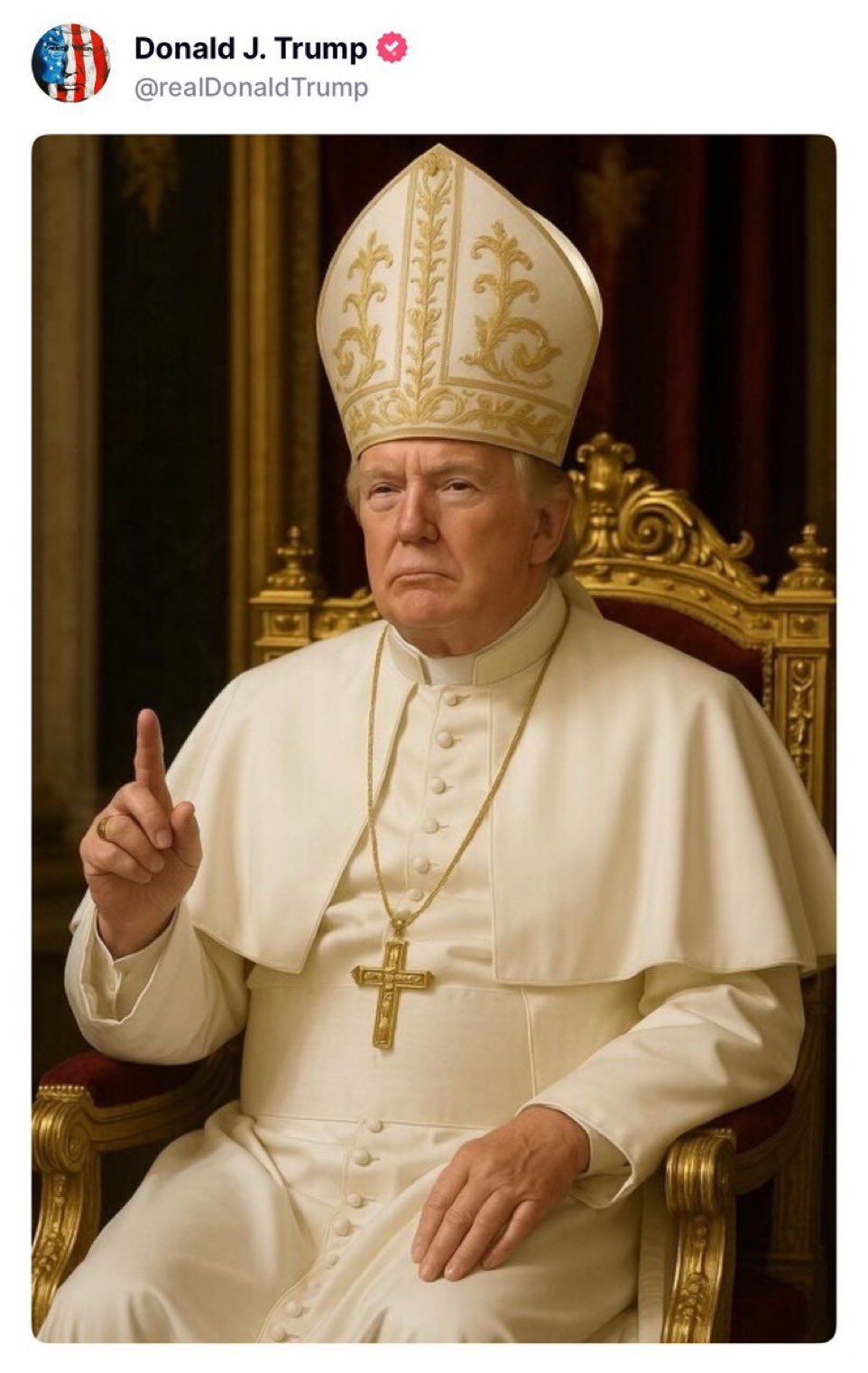 Imagen subida a redes por Trump como Papa.
