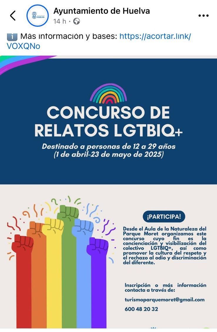 Cartel publicado en redes por el Ayuntamiento de Huelva.