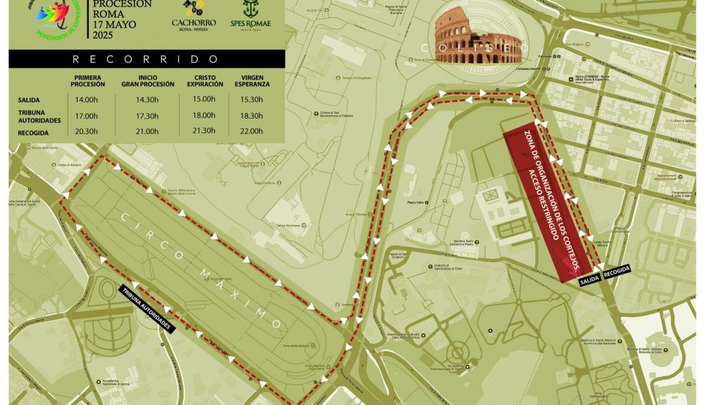 Pleno con el itinerario establecido por las calles de Roma.  