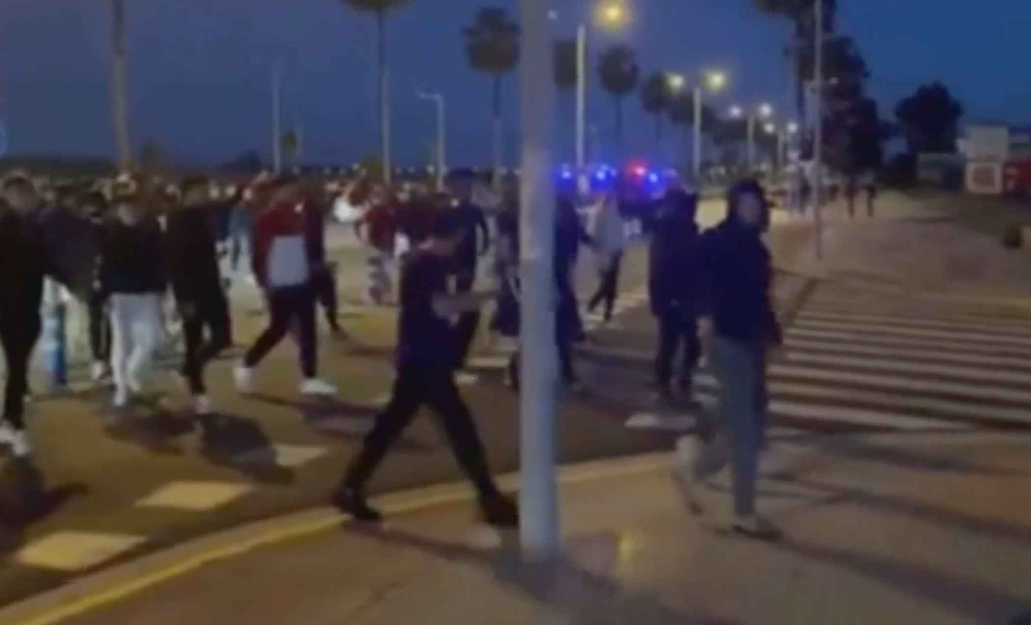 Aficionados radicales del Sevilla FC, el pasado sábado.