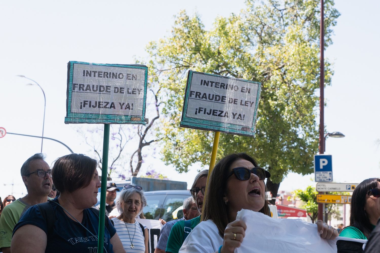 Una manifestación de docentes interinos en una imagen de este año.