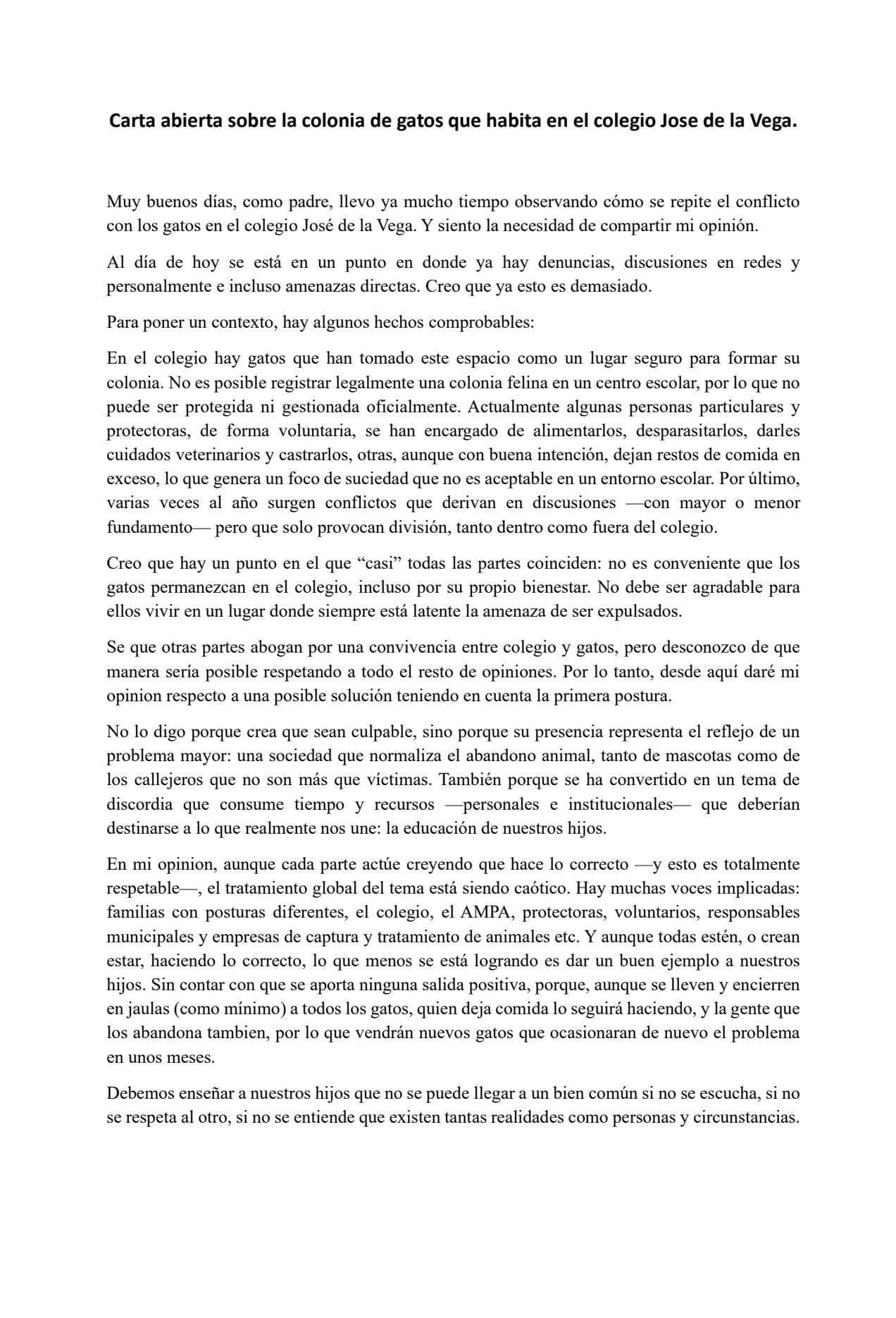 Carta padre colegio Chiclana