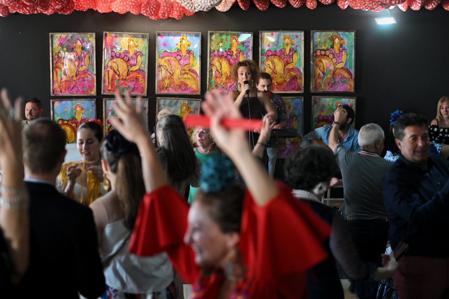 Sevillanas en una caseta, la pasada Feria de Jerez.