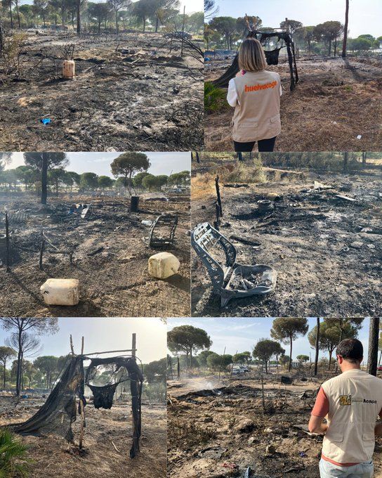 Una imagen de Huelva Acoge tras uno de los incendios.