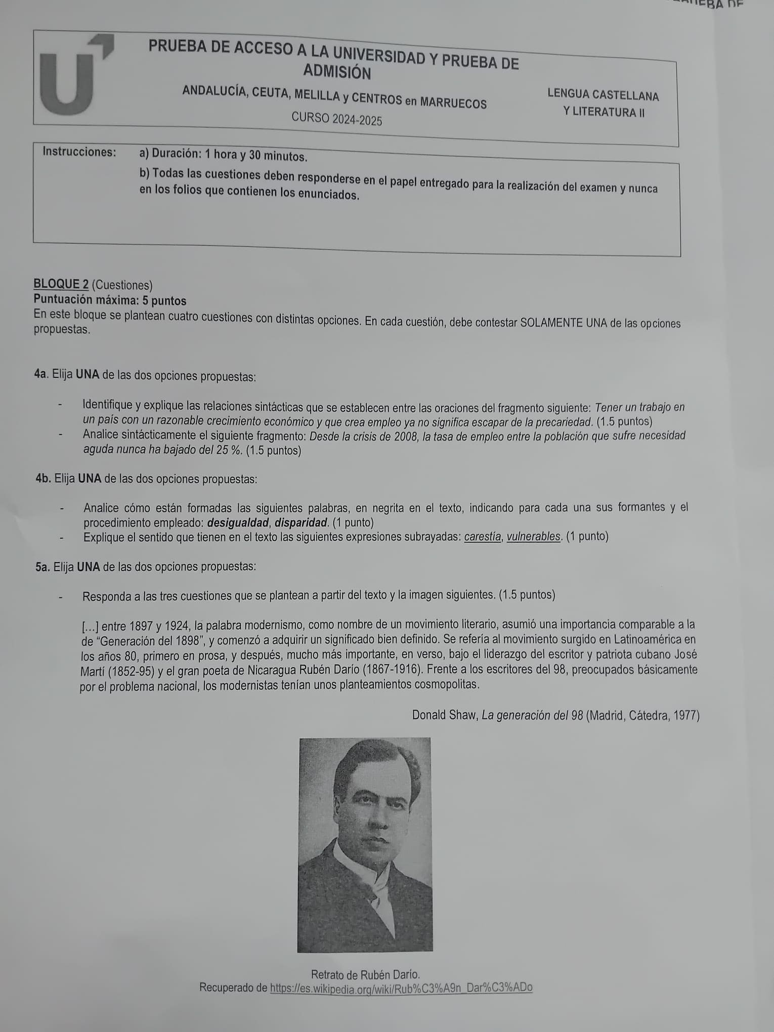 Las preguntas de la Selectividad de Andalucía en Lengua.