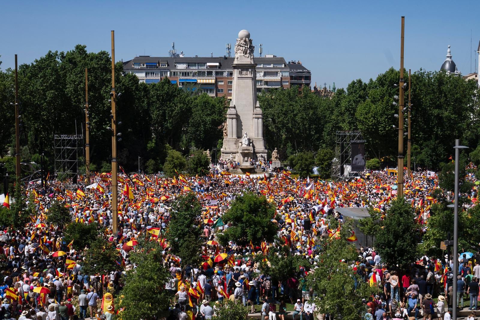 Movilización, a mediodía de este domingo en Madrid, contra el Gobierno de Pedro Sánchez, organizada por el PP.