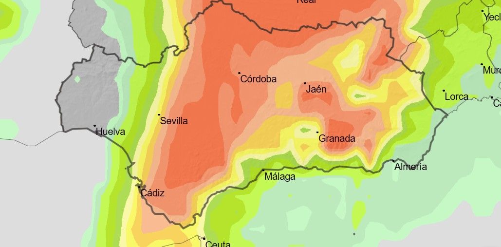 Altas probabilidades de lluvia en Andalucía, con el paso de una dana.