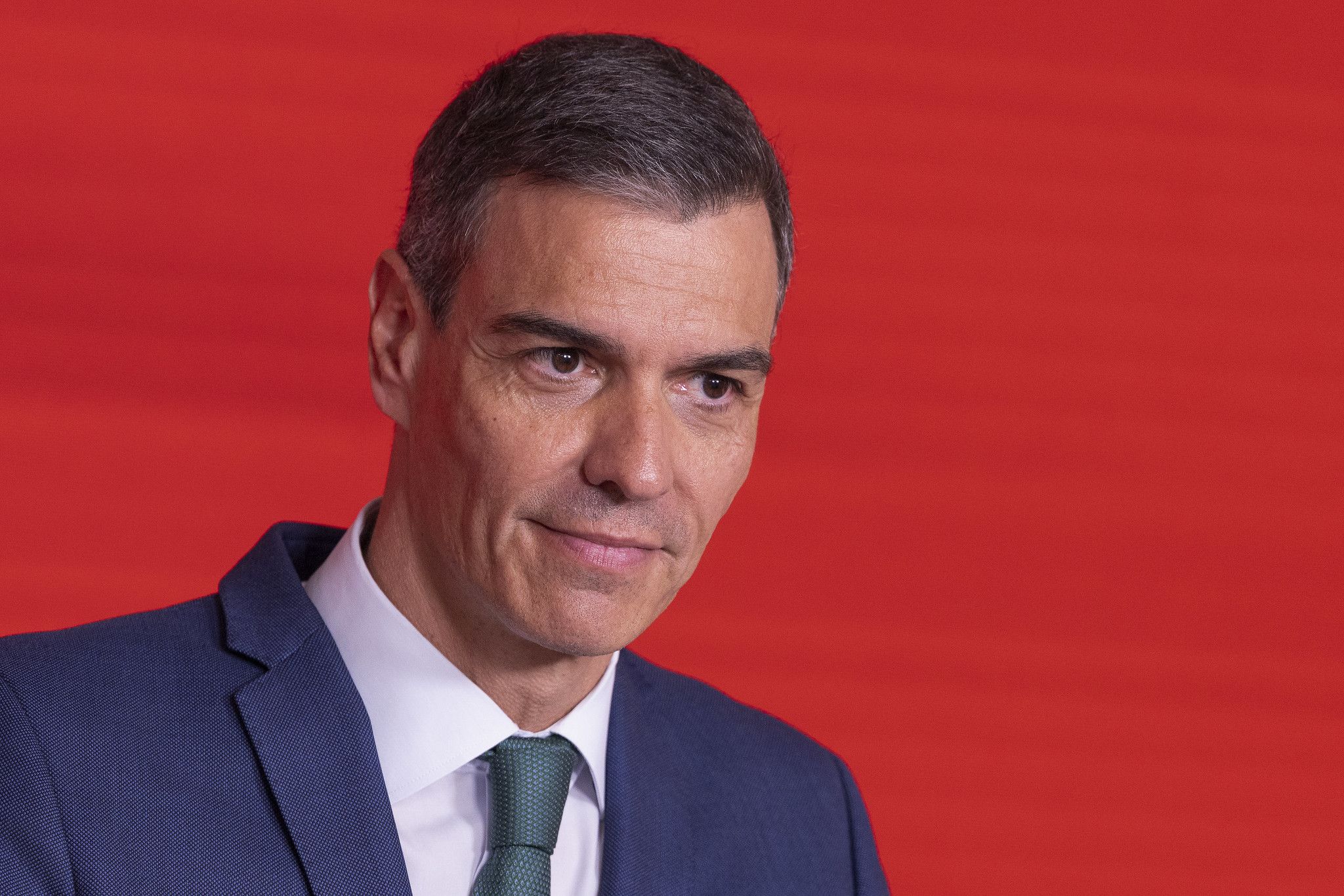 Pedro Sánchez en su rueda de prensa de Ferraz.