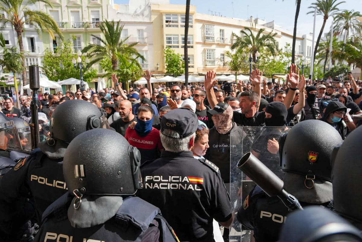Manifestantes de la huelga del metal, esta semana en Cádiz.