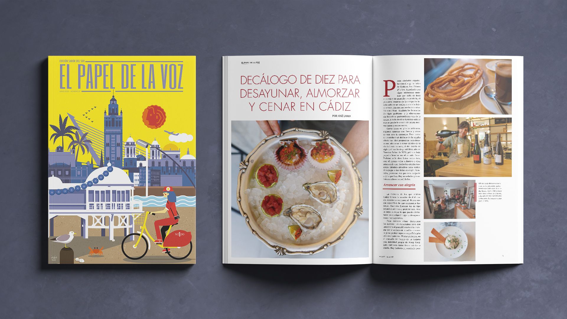 La portada y el interior de la revista 'El Papel de La Voz', Sabor del Sur 2025.