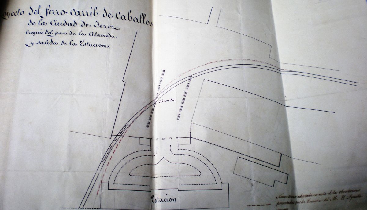 Plano del ferrocarril a caballos ideado por Luis Díez y Feernández de la Somera