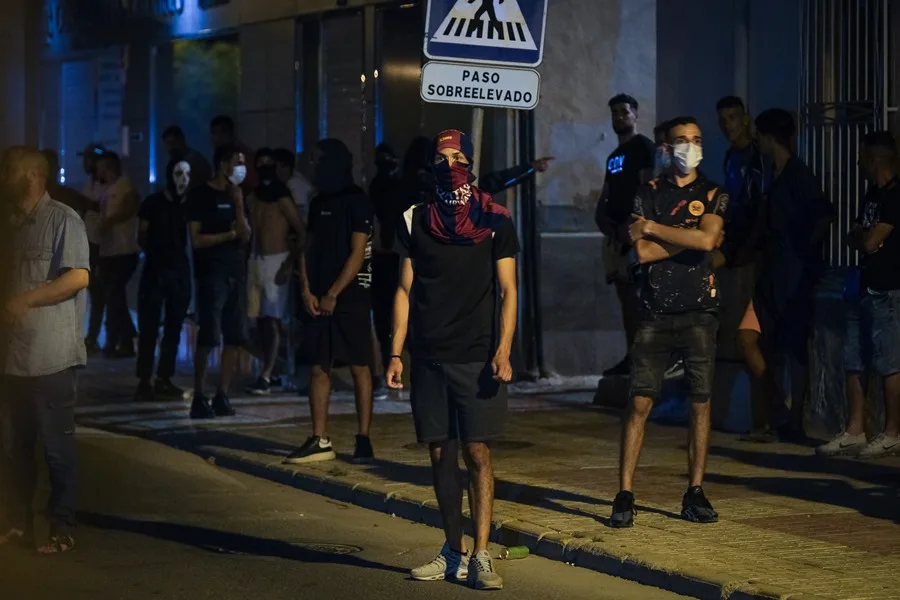 Grupos de ultras en Torre Pacheco, en días pasados.