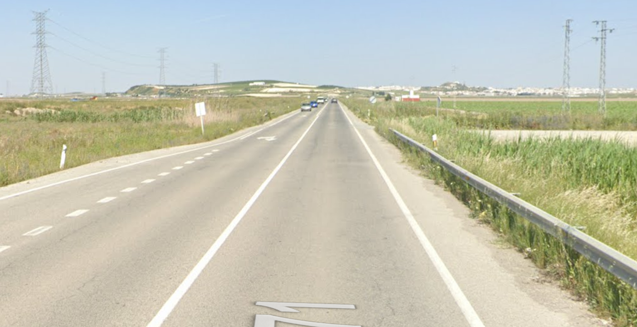 Carretera de Lebrija donde se ha producido el incidente.