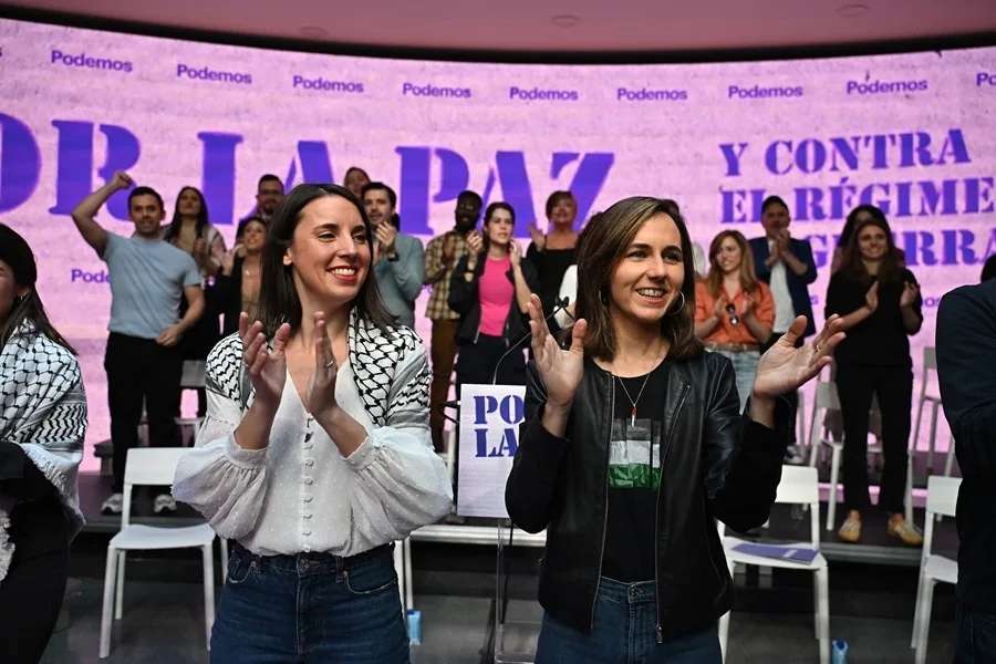 Irene Montero e Ione Belarra, en un acto de Podemos.
