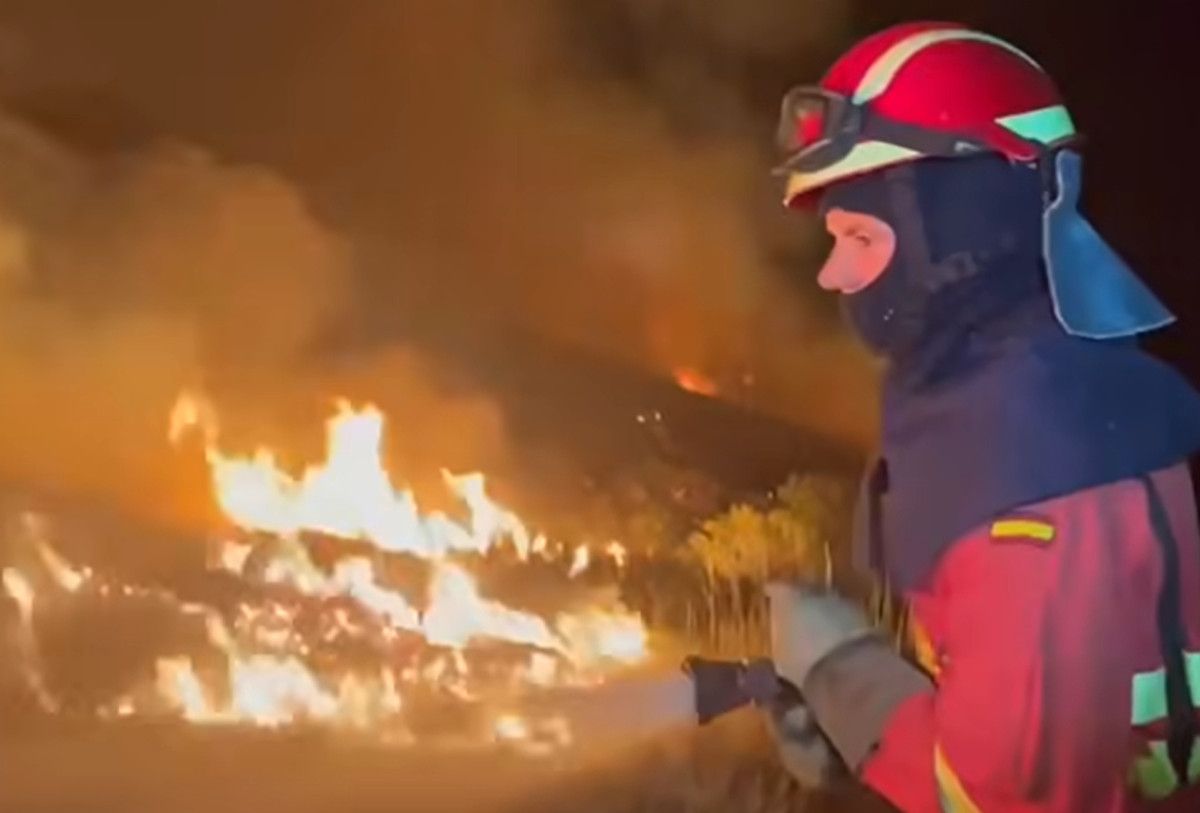 Trabajos en el incendio de León.