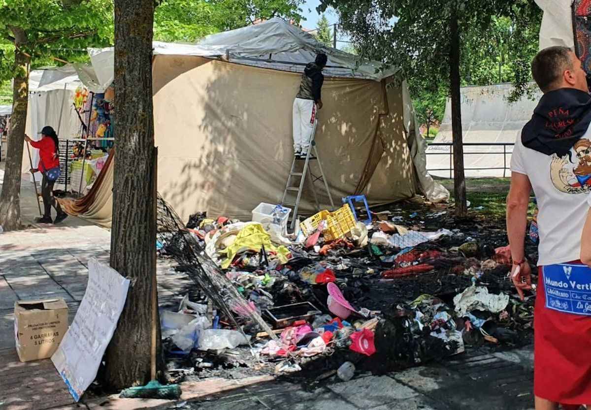 Puesto quemado en Miranda de Ebro.