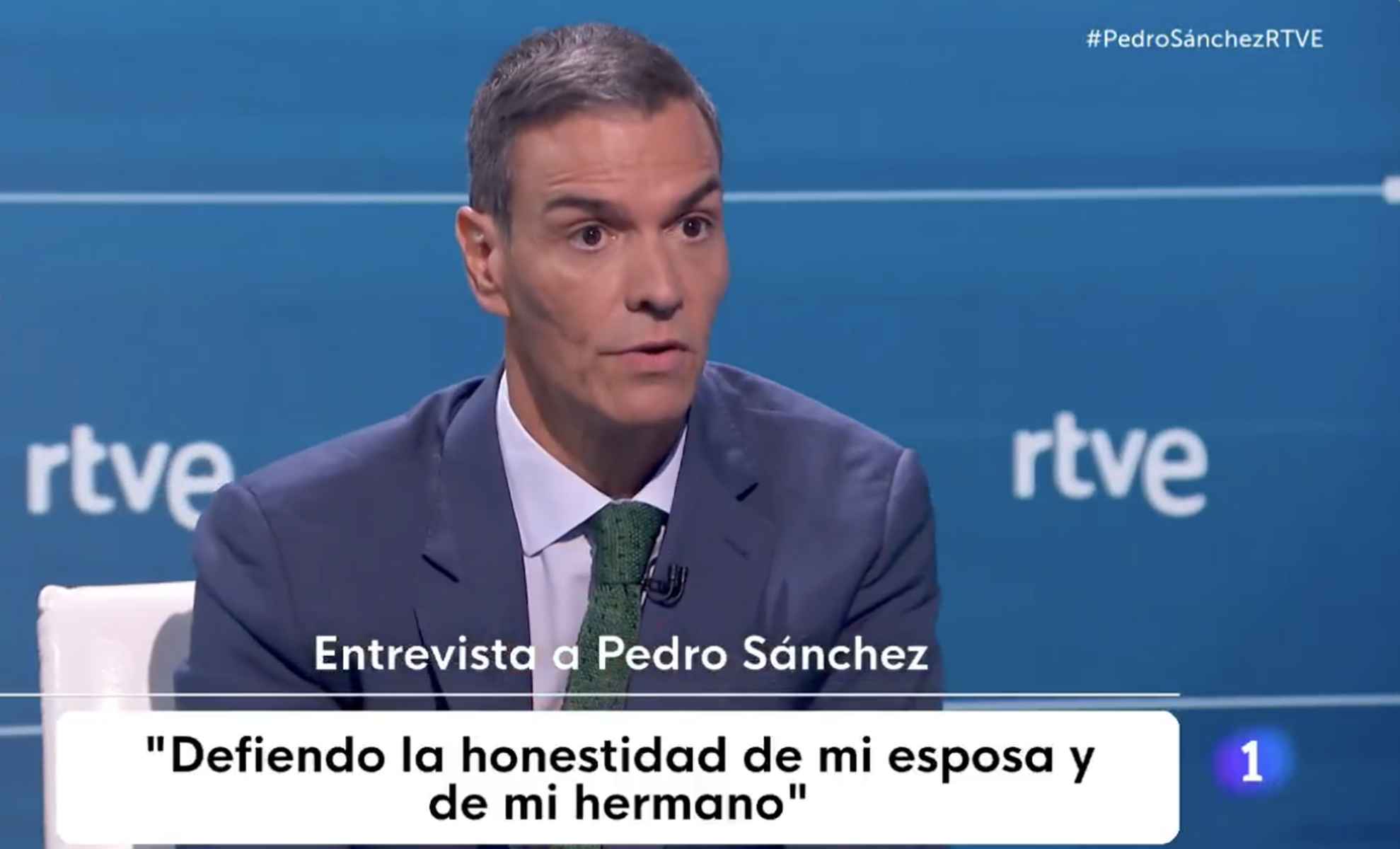 Pedro Sánchez, durante su entrevista en el Telediario 2.