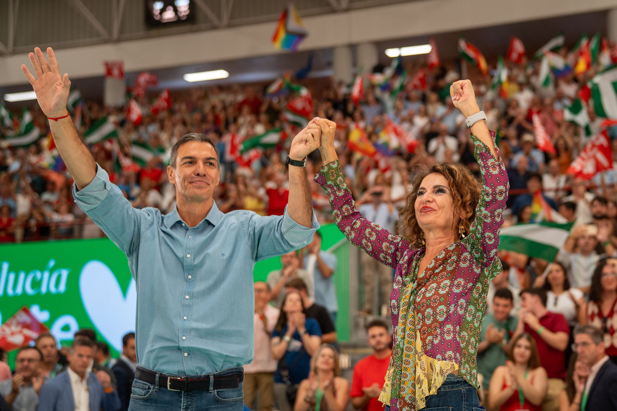 Pedro Sánchez en su acto con Montero.