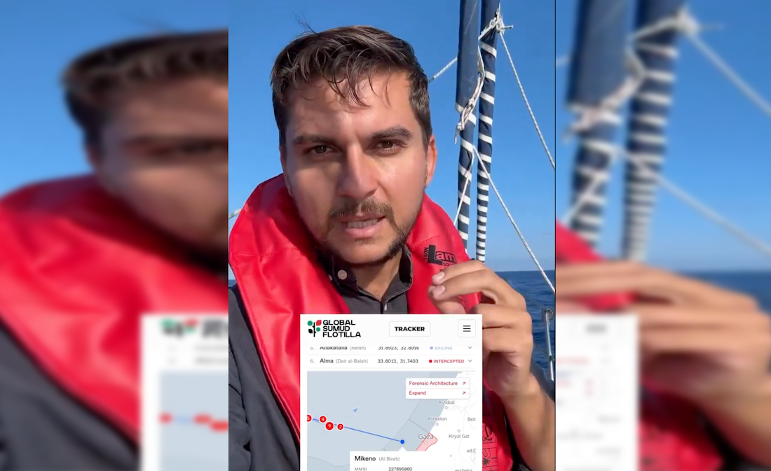 Uno de los integrantes del buque Mikeno de la flotilla a Gaza.
