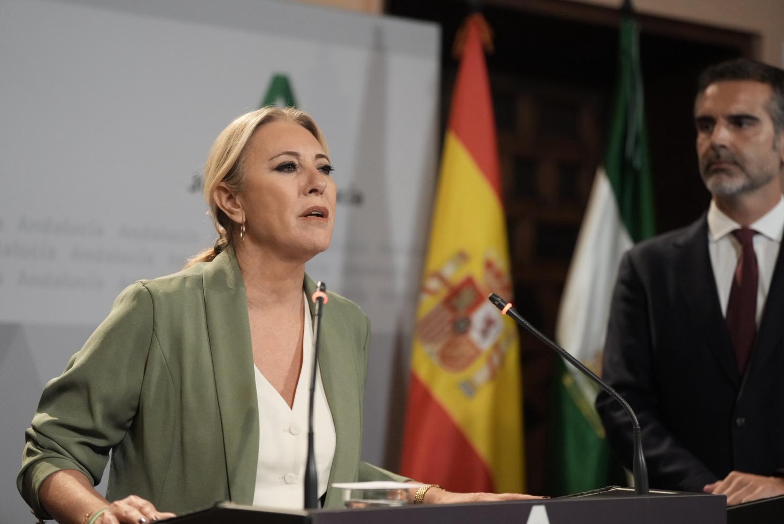 La consejera portavoz, Carolina España, en rueda de prensa este miércoles.