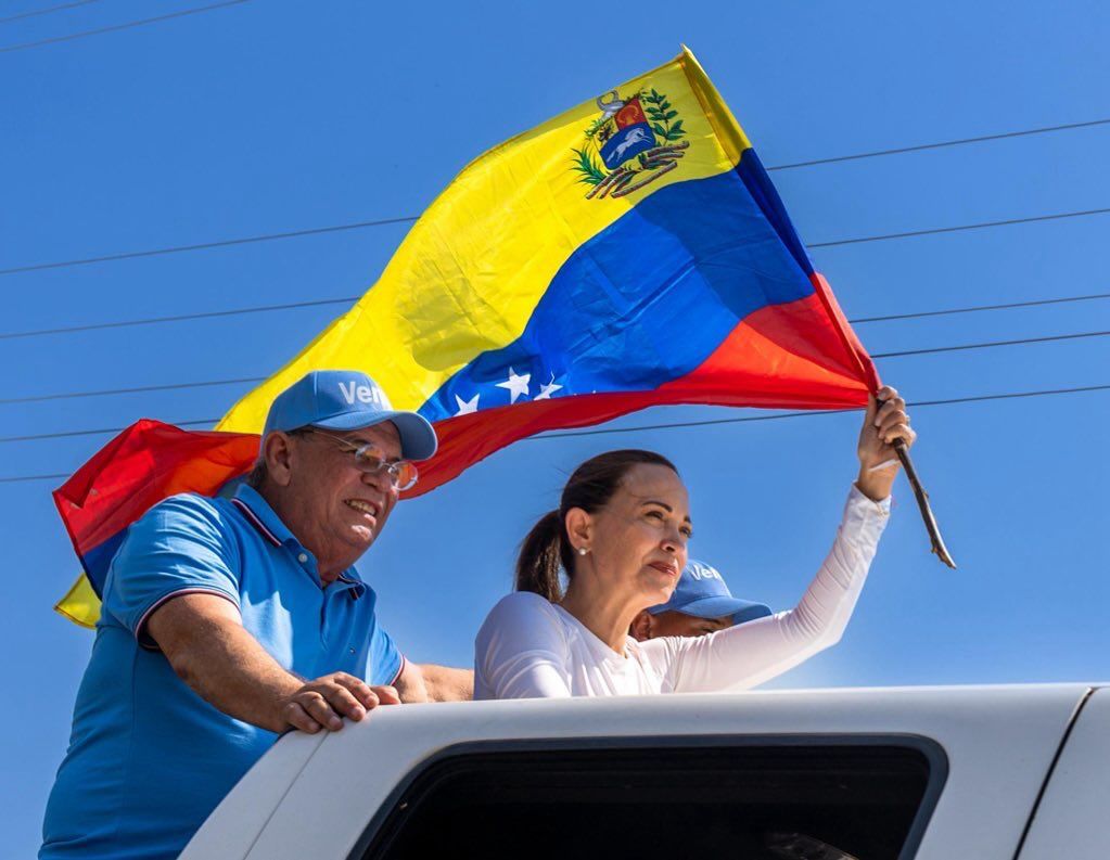 María Corina Machado, en un acto público en Venezuela.