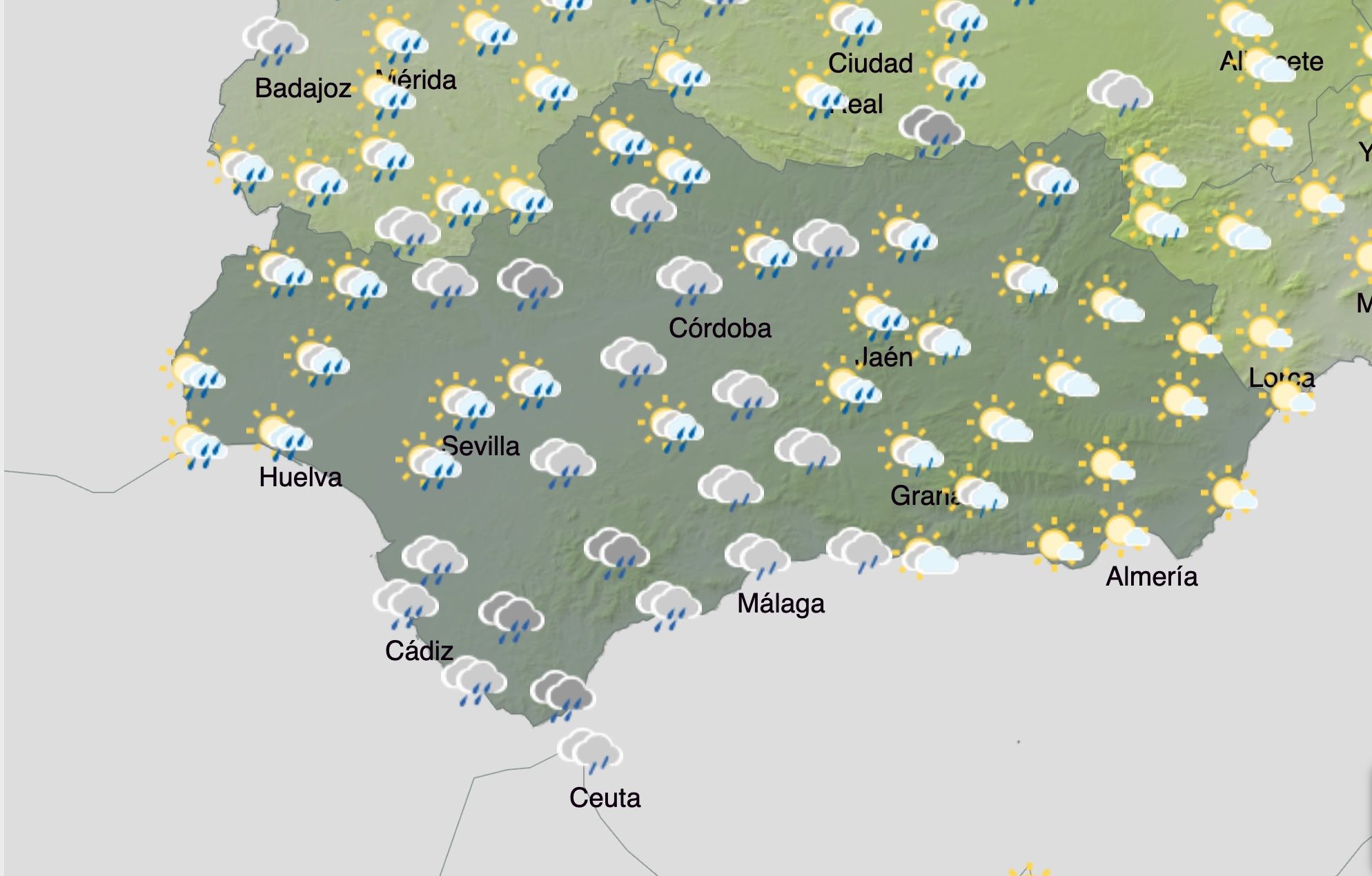 Predicción para el sábado en Andalucía.