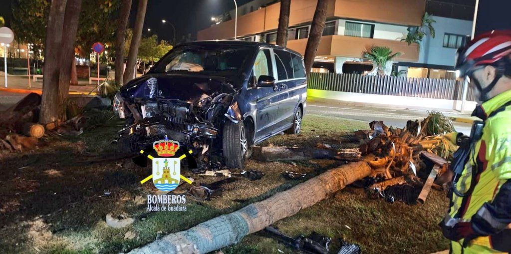 El coche de Cayetano Rivera tras el accidente.