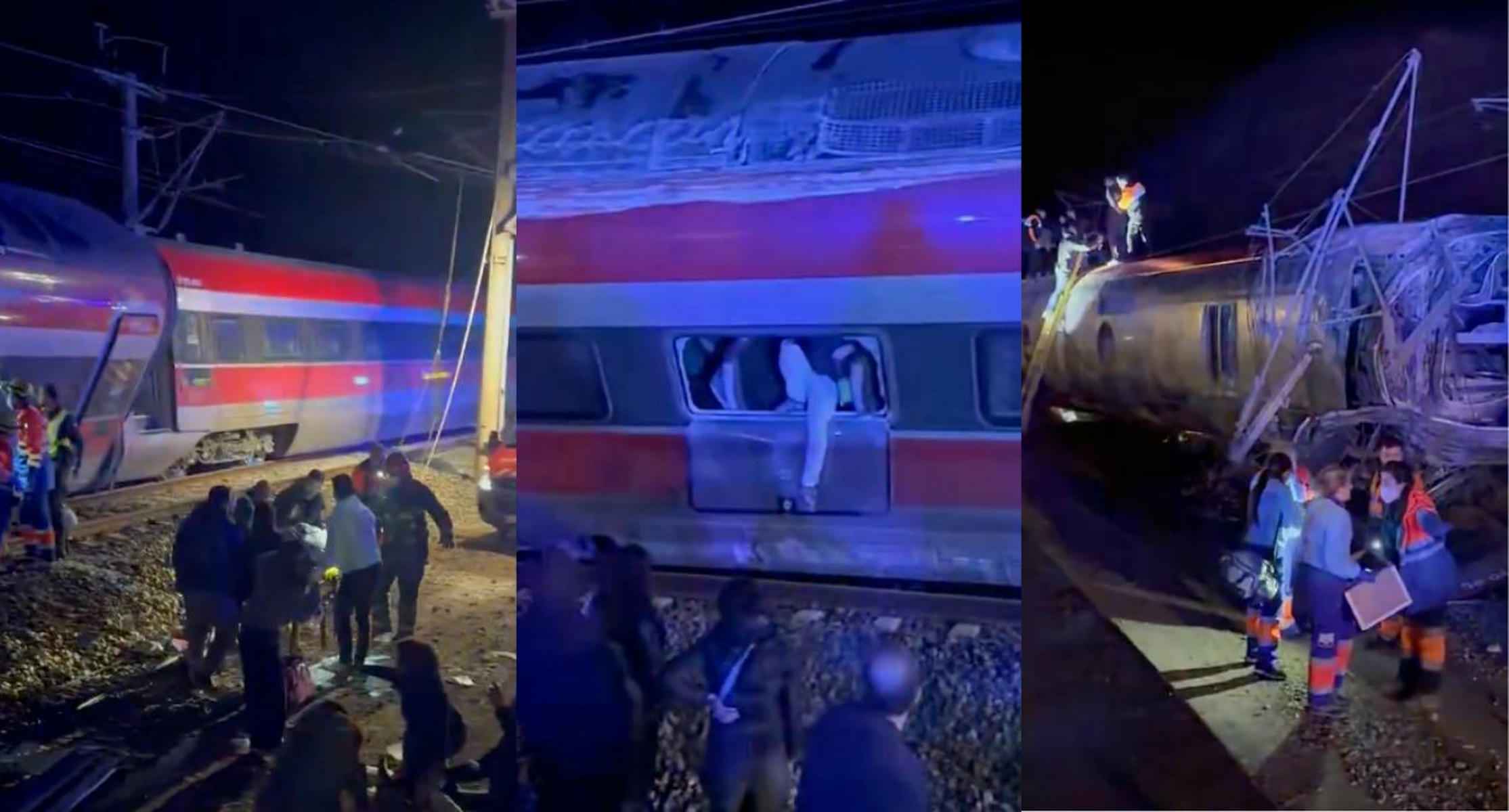 Tres imágenes de la tragedia ferroviaria.   FOTO: @ELEANORINTHESKY