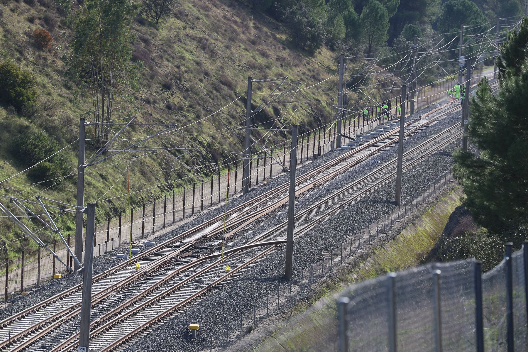Las vías de la zona donde tuvo lugar el accidente de Adamuz.