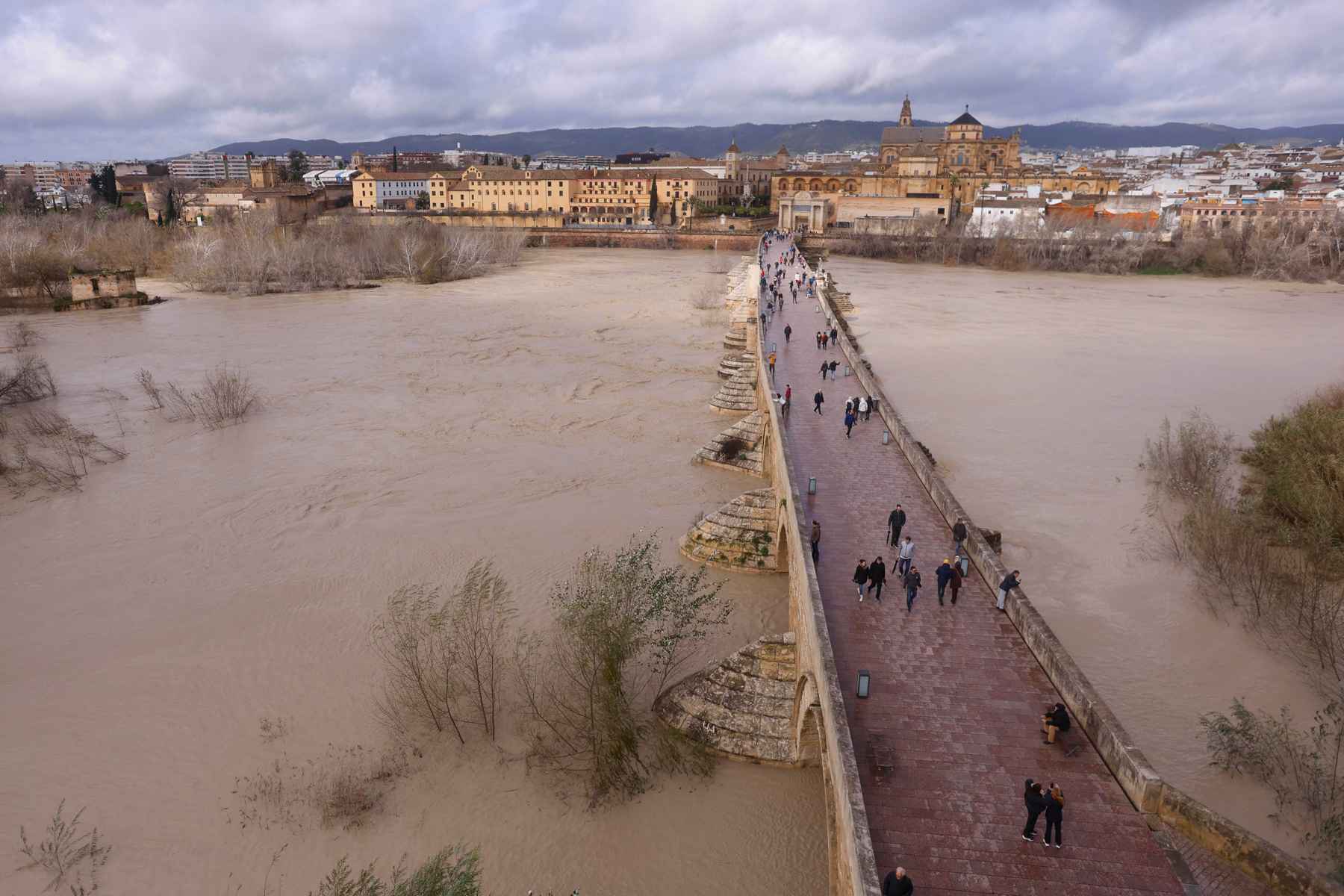 Vista del caudal del río Guadalquivir en Córdoba