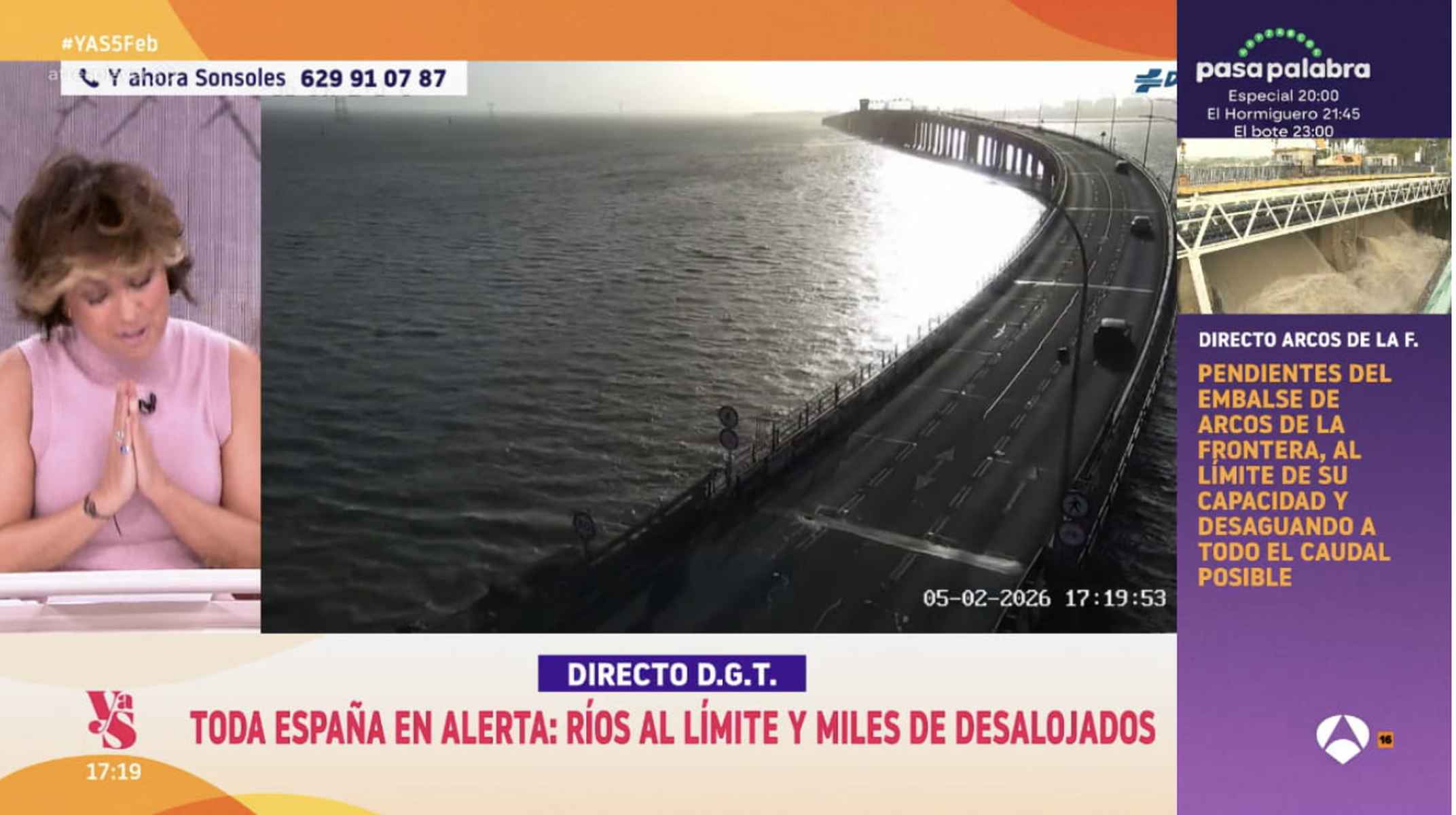 Sonsoles Ónega afirmó en directo que el puente de Carranza se había desbordado a ambos lados