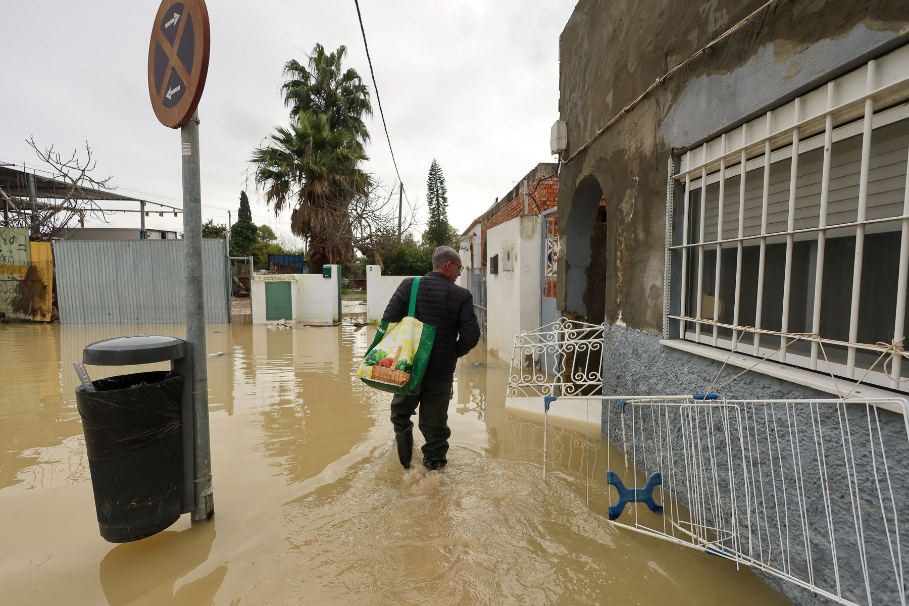 Las inundaciones en El Portal por la crecida del Guadalete.