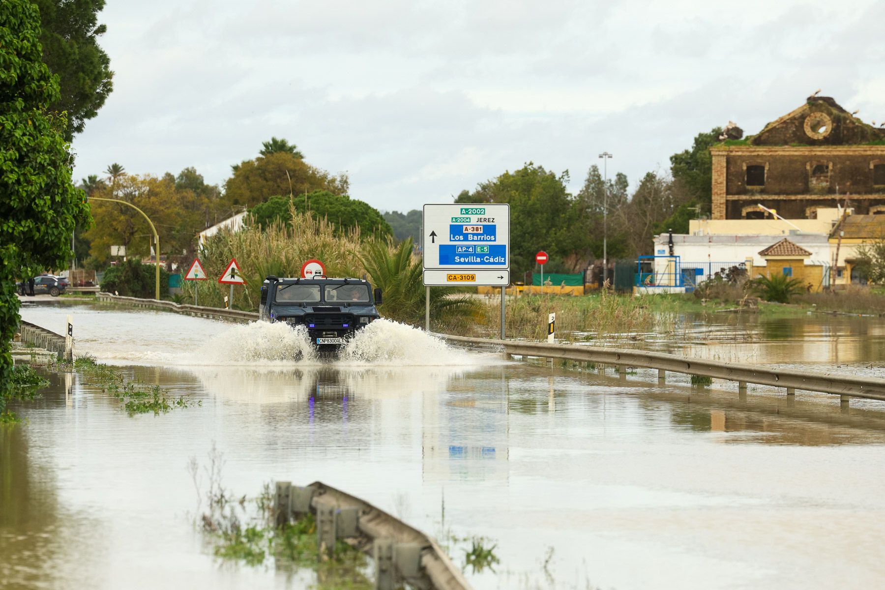 Las inundaciones en El Portal por la crecida del Guadalete.