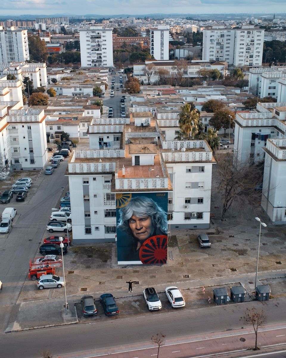 Vista aérea del mural de José Mercé en Jerez.