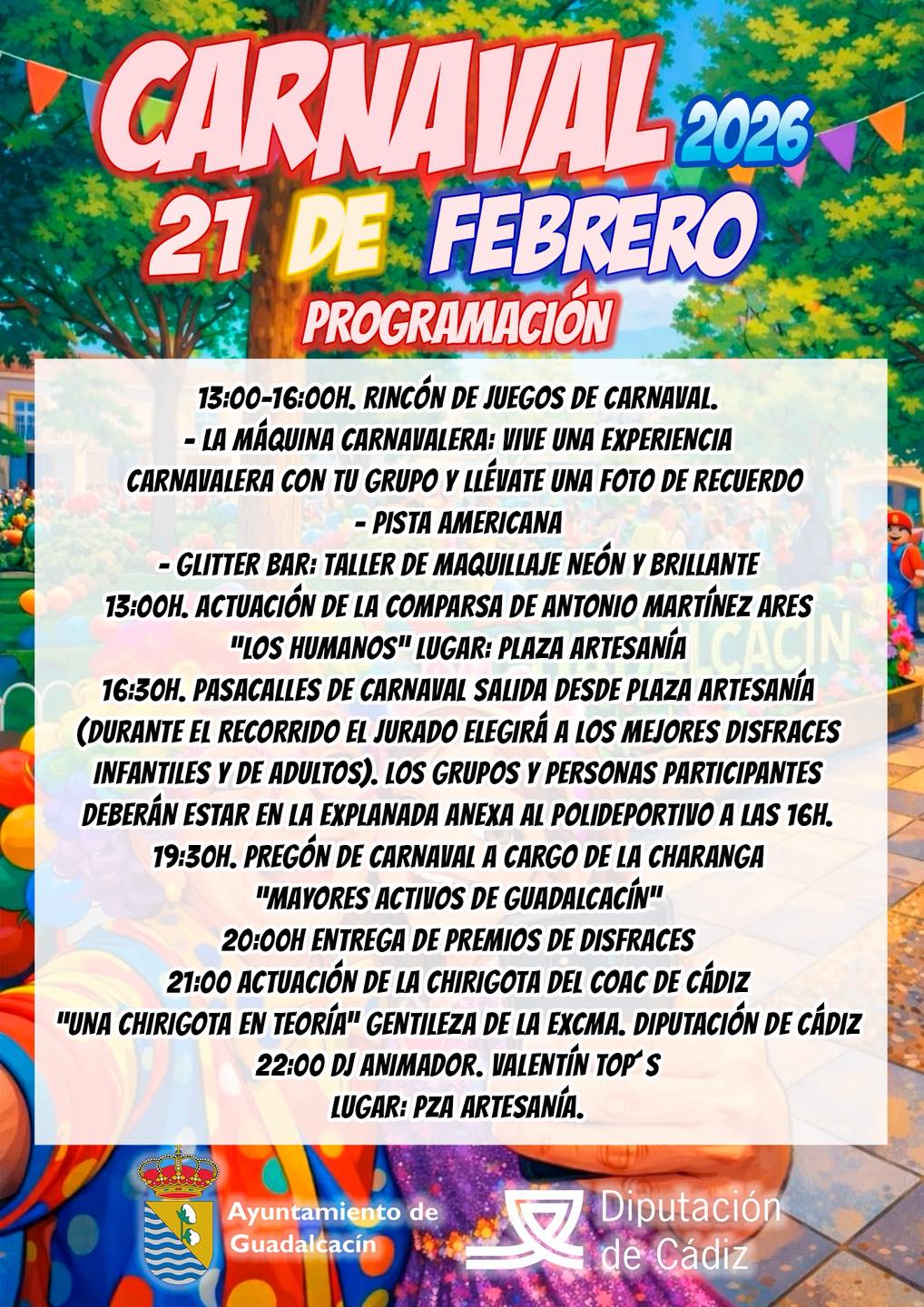 CARNAVAL DE GUADALCACÍN 2026 PROGRAMACIÓN