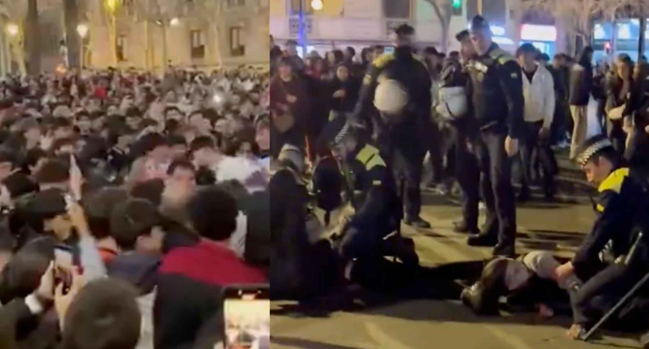 Dos imágenes de los incidentes therian tras la quedada en Barcelona.
