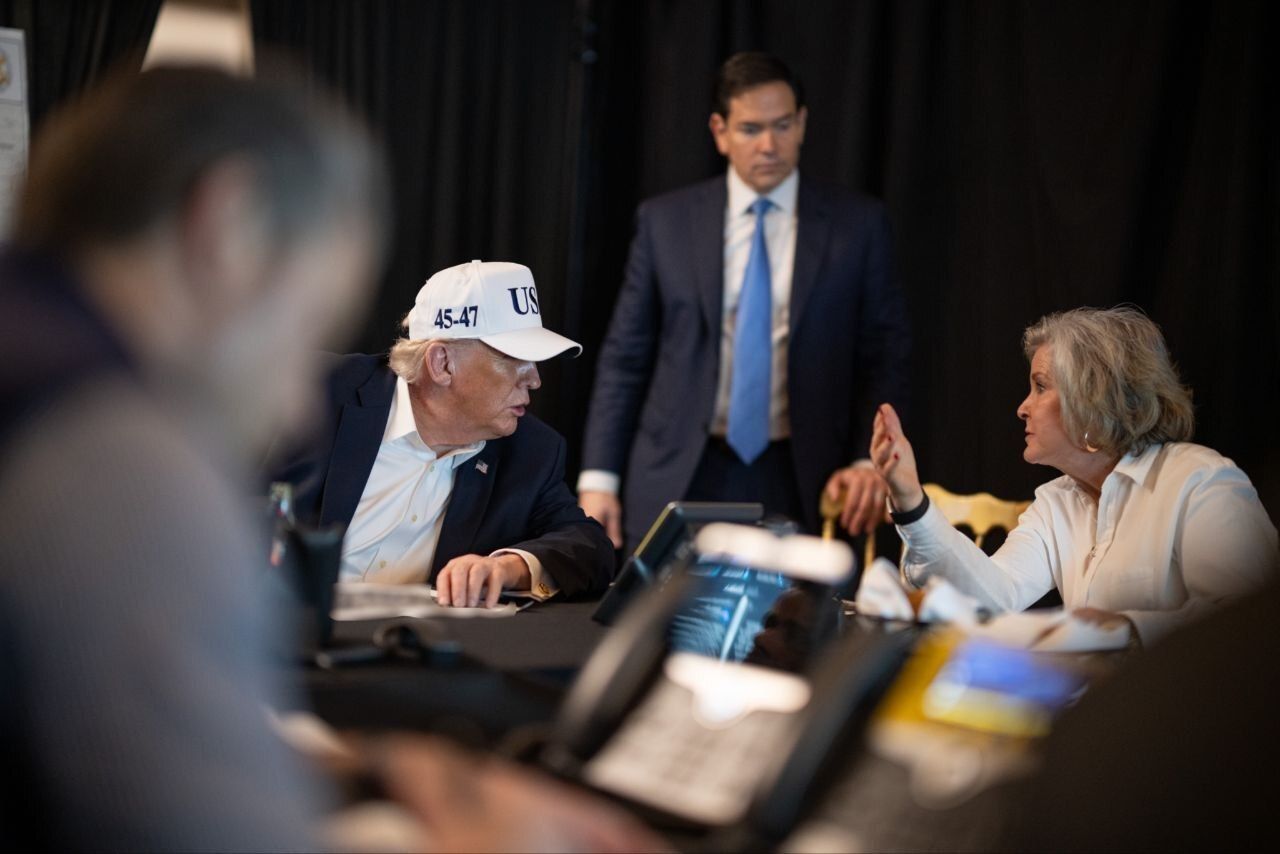 Donald Trump durante el ataque a Irán.