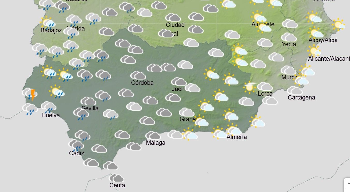 El mapa de precipitaciones para el viernes de esta semana.