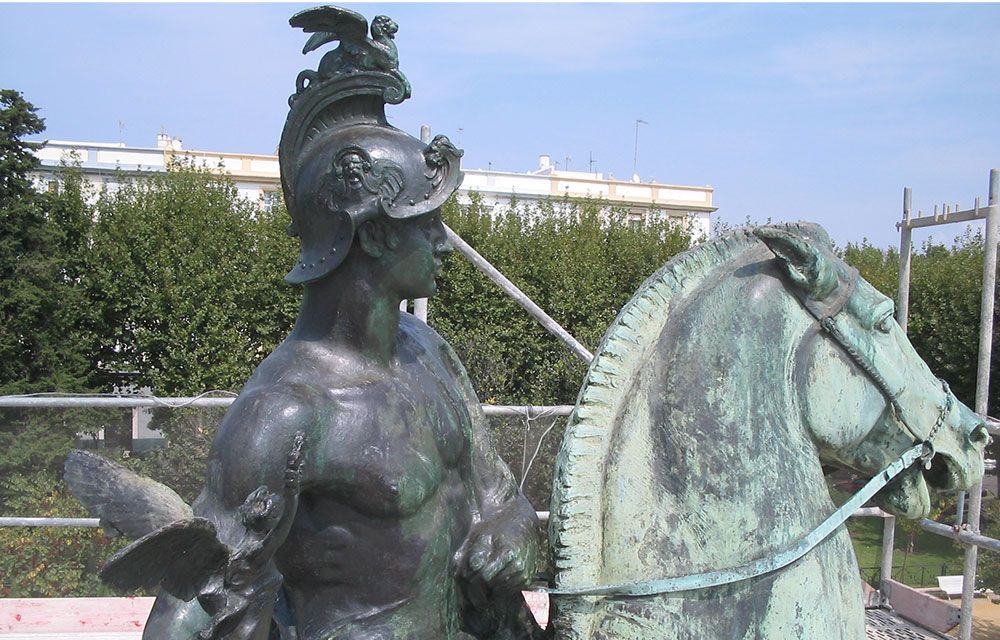 Detalle alegoría de la Guerra, foto de Dédalo Bienes Culturales. 