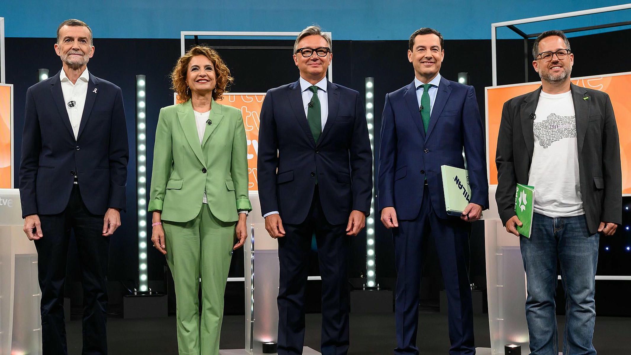 Los candidatos en el debate electoral andaluz, en una imagen de RTVE.