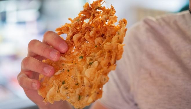 Totilla de camarones de Casa Balbino. 