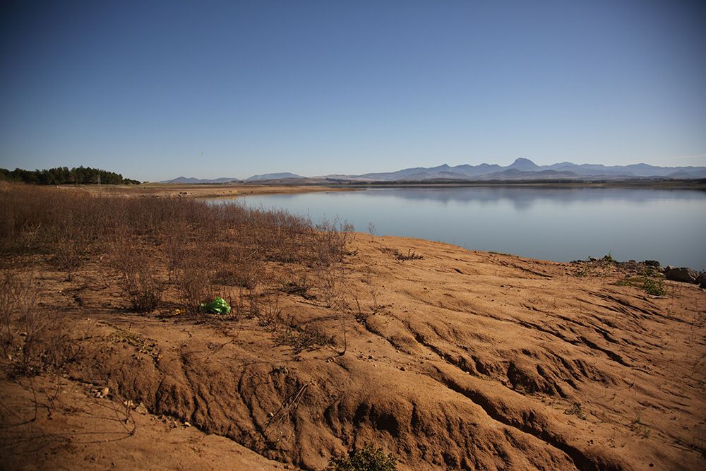 El pantano de Bornos, afectado por la sequía, en una imagen de archivo.
