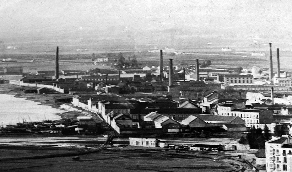Playa de San Andrés, en Málaga, en la década de 1930.