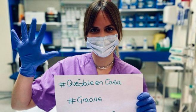 La enfermera de Trebujena María Pruaño, durante la primera ola. 